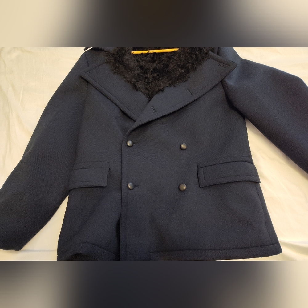 ACNE STUDIOS Men’s Navy Shearling Lined Double Breasted Coat Size 50
